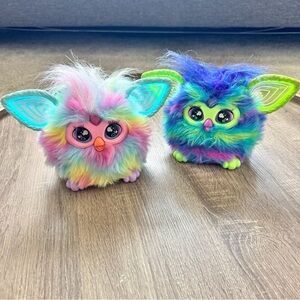 Glow in the Dark Galaxy Furby and Tie Dye Rainbow Furby